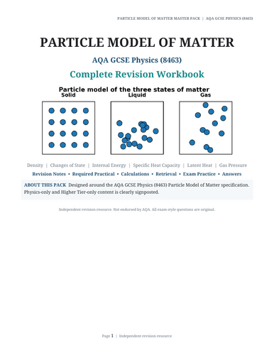 AQA GCSE Physics – Particle Model of Matter Complete Revision Workbook