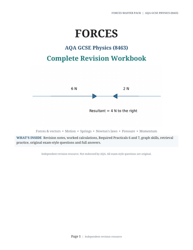 AQA GCSE Physics – Forces Complete Revision Workbook
