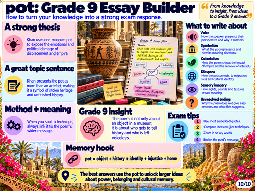 pot by shamshad khan | AQA GCSE English Literature | Worlds and Lives Poetry Visual Revision Pack