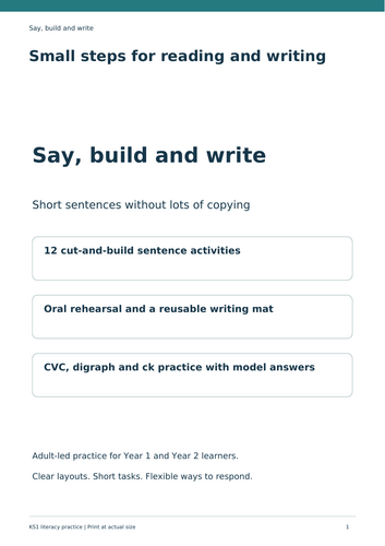 KS1 Dyslexia Support: Say, Build & Write