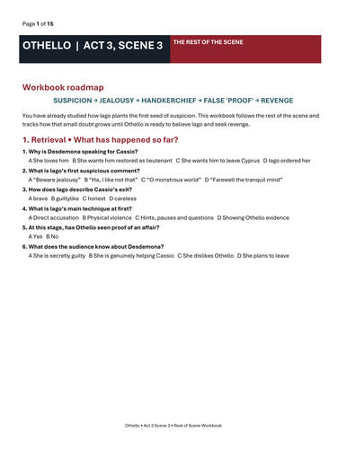 Othello Act 3 Scene 3 Workbooks