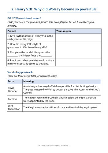 Y106 Early Tudors - Henry VIII 2 - Wolsey's rise