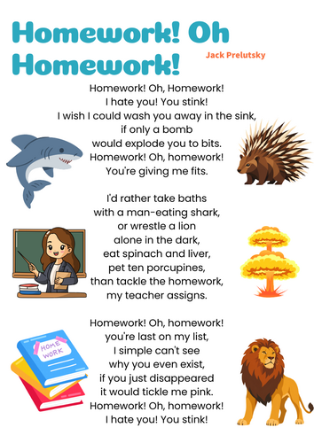 1st year poetry handout- oh homework oh homework