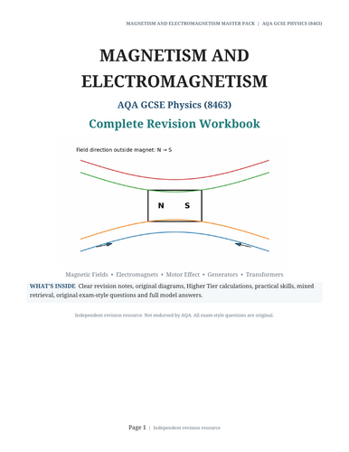 AQA GCSE Physics – Magnetism and Electromagnetism Complete Revision Workbook