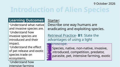 OCR AAQ in Applied Science- Environmental Studies: Introduction of Alien Species