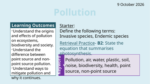 OCR AAQ in Applied Science- Environmental Studies: Pollution