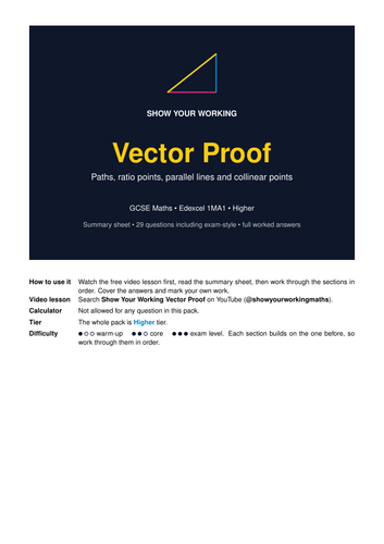 Vector Proof GCSE Maths Revision Pack | Edexcel 1MA1 Higher | Full Worked Answers