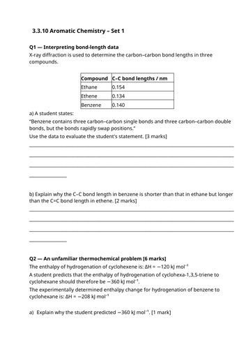 AQA A level chemistry Aromatic Chemistry topic complete