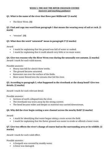 Year 6 Reading Comprehension Week 5 - Reading and Answers