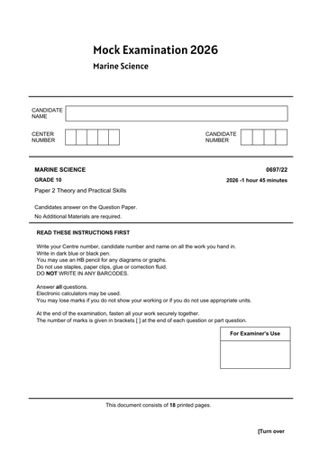 Mock Examination Papers with Marking Schemes