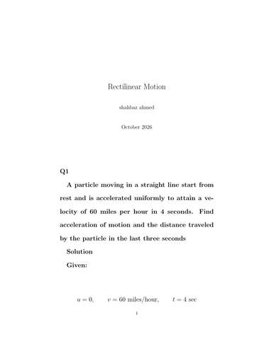 Rectilinear Motion