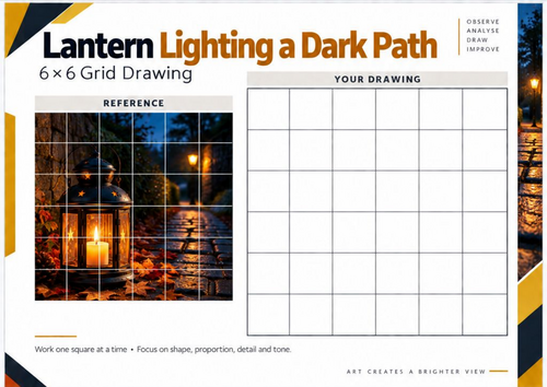 Lantern Lighting a Dark Path Grid Drawing Worksheet – KS3 & KS4 Art ...