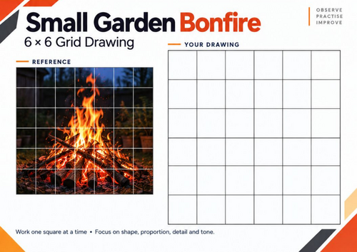 Small Garden Bonfire Grid Drawing Worksheet | Autumn Art Activity | KS3 ...