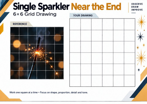 Single Sparkler Near the End – Grid Drawing Worksheet | KS3 KS4 Bonfire Night