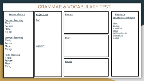 Vocabulary Mats - ALL THEMES FRENCH EDEXCEL NEW GCSE with Template