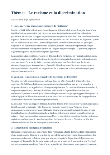 Kiffe kiffe demain – Faïza Guène – Themes: Racism and Discrimination