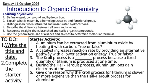 L1 Introduction to Organic Chemistry (Unit 5 Chemistry BTEC Applied Science)