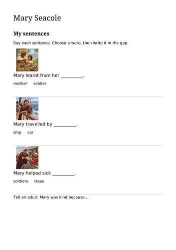 Mary Seacole KS1 | Black History Month PowerPoint & Differentiated Writing Worksheets