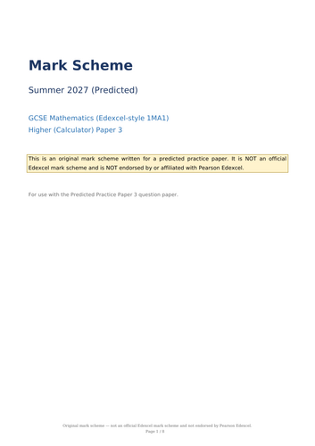 GCSE Maths Higher Predicted Papers 2027 — 3 Full Papers + Mark Schemes