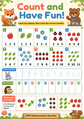 EYFS counting to 10 sheet