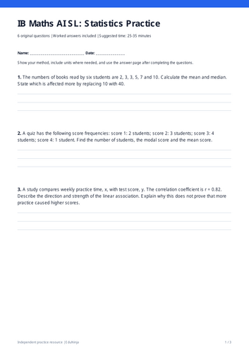IB Maths AI SL: Statistics Practice