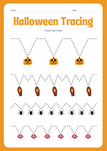 Halloween-Themed Pre-Writing & Tracing Worksheets