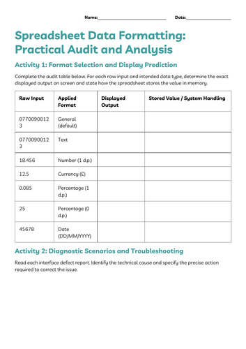 OCR Cambridge Nationals IT (J836) – R060 -  Lesson 3 - Data Formatting