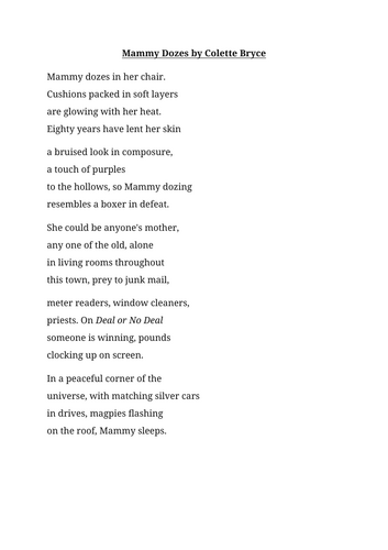 Mammy Dozes by Colette Bryce