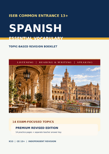 ISEB Spanish Common Entrance 13+  Vocabulary & Practice Workbook 44-Page Student Workbook | 8-Page A