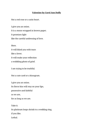 Valentine by Carol Ann Duffy