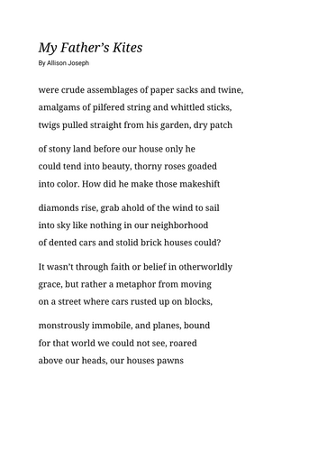 My Father's Kites by Alison Joseph