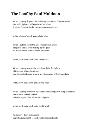 The Loaf by Paul Muldoon
