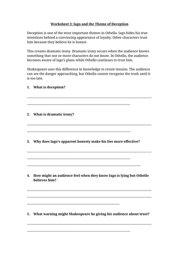 Iago and Deception Worksheet