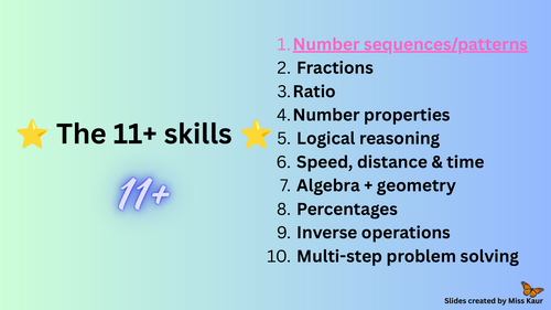 11+ Number sequence / patterns