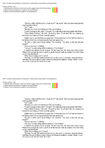 Cirque du Freak - Character Relationships PEE  Chapter 4 - Year 7 KS3 English
