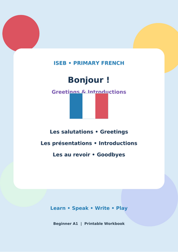 French Greetings for Beginners | Bonjour! | A1 French Worksheets | Primary MFL