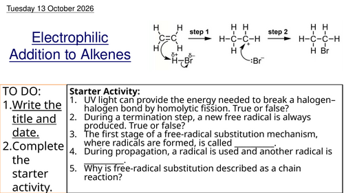 L12 Electrophilic Addition to Alkenes (Unit 5 Chemistry BTEC Applied Science)