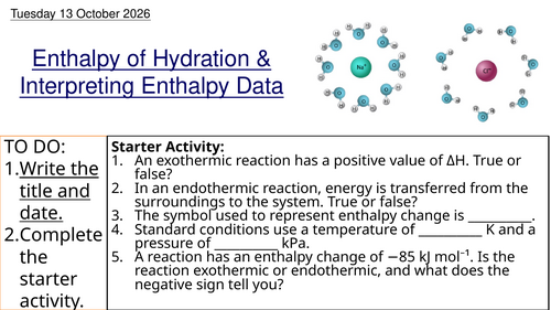 L3 Enthalpy of Hydration & Interpreting Enthalpy Data (Unit 5 Chemistry BTEC Applied Science)