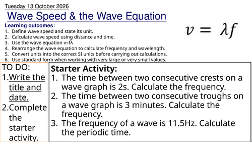 L3 Wave Speed & the Wave Equation (Unit 1 Physics BTEC Applied Science)