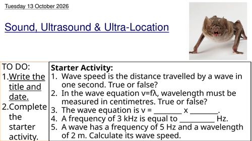 L5 Sound, Ultrasound & Echolocation (Unit 1 Physics BTEC Applied Science)