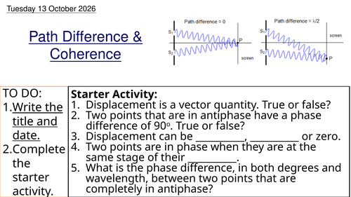 L8 Path Difference & Coherence (Unit 1 Physics BTEC Applied Science)