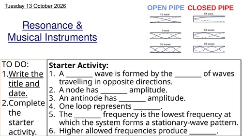 L12 Resonance & Musical Instruments (Unit 1 Physics BTEC Applied Science)