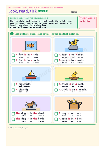 Title: RWI Set 1 Reading Comprehension Sheets Pack 2 (Ages 5–7): sh ch th qu ng nk ck