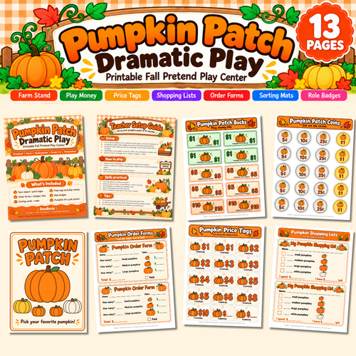 Pumpkin Patch Dramatic Play, Fall Pretend Play Center, Farm Stand Printable, Preschool Pre-K