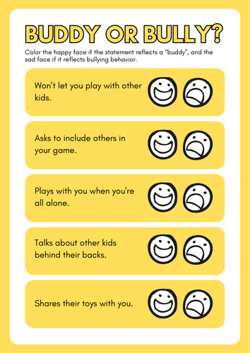 Bully or Buddy? & What to Do When You're Bullied Worksheets (2-Page Set)