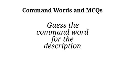 Command words and MCQs IGCSE Science