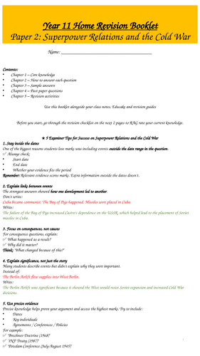 Edexcel GCSE Cold War Revision Booklet