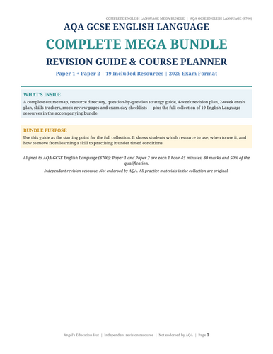 AQA GCSE English Language Complete Mega Bundle | Paper 1 & 2 | 20 Revision Resources |