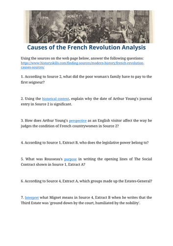 Causes of the French Revolution Source Analysis