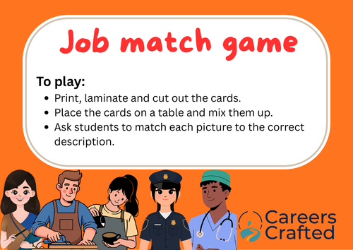 Job match game flash cards